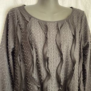 Stunning Small Ann Taylor Blouse Black Ruffled ❤️